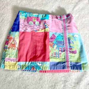 Rare ☀️ Vintage White Label Lilly Pulitzer Girls Patchwork Beach Scene Skort 3T
